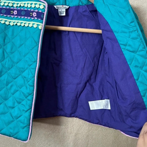 Heartstrings Girls' Quilted Jacket Size 4 Blue with Floral Accents Broken Zipper - Picture 9 of 15